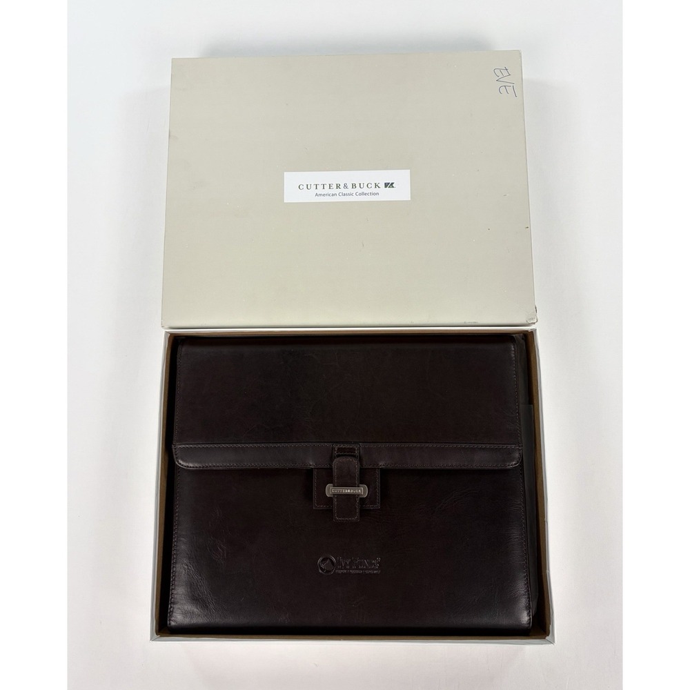 Vintage Cutter & Buck American Classic Leather Tri-Fold Padfolio Brown Organizer